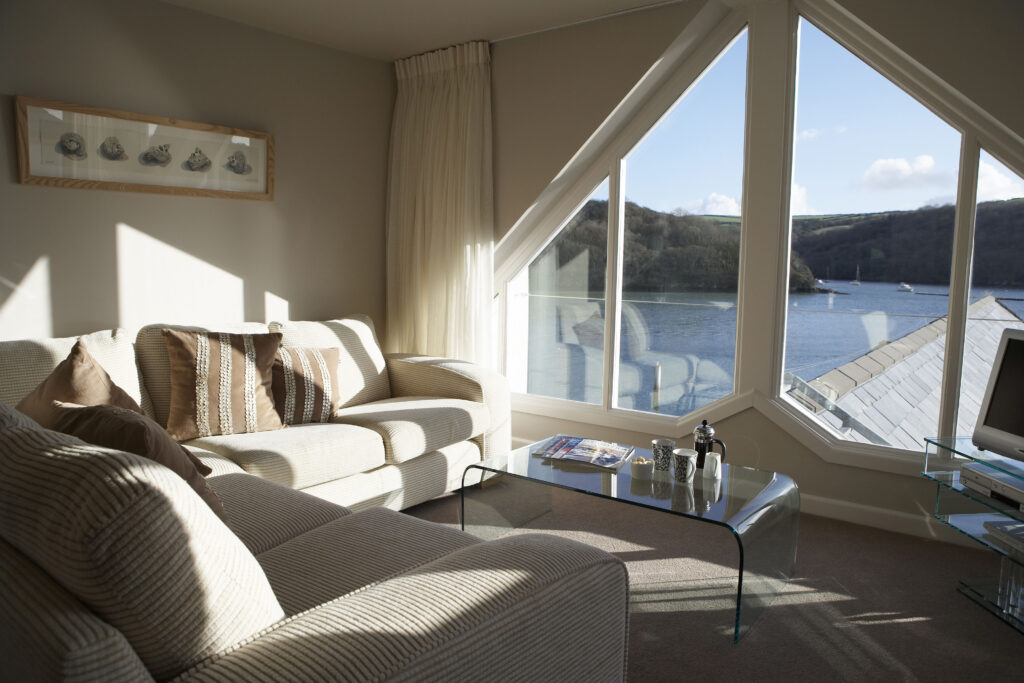 The Penthouse in The Old Quay House Hotel, Fowey, Cornwall.
