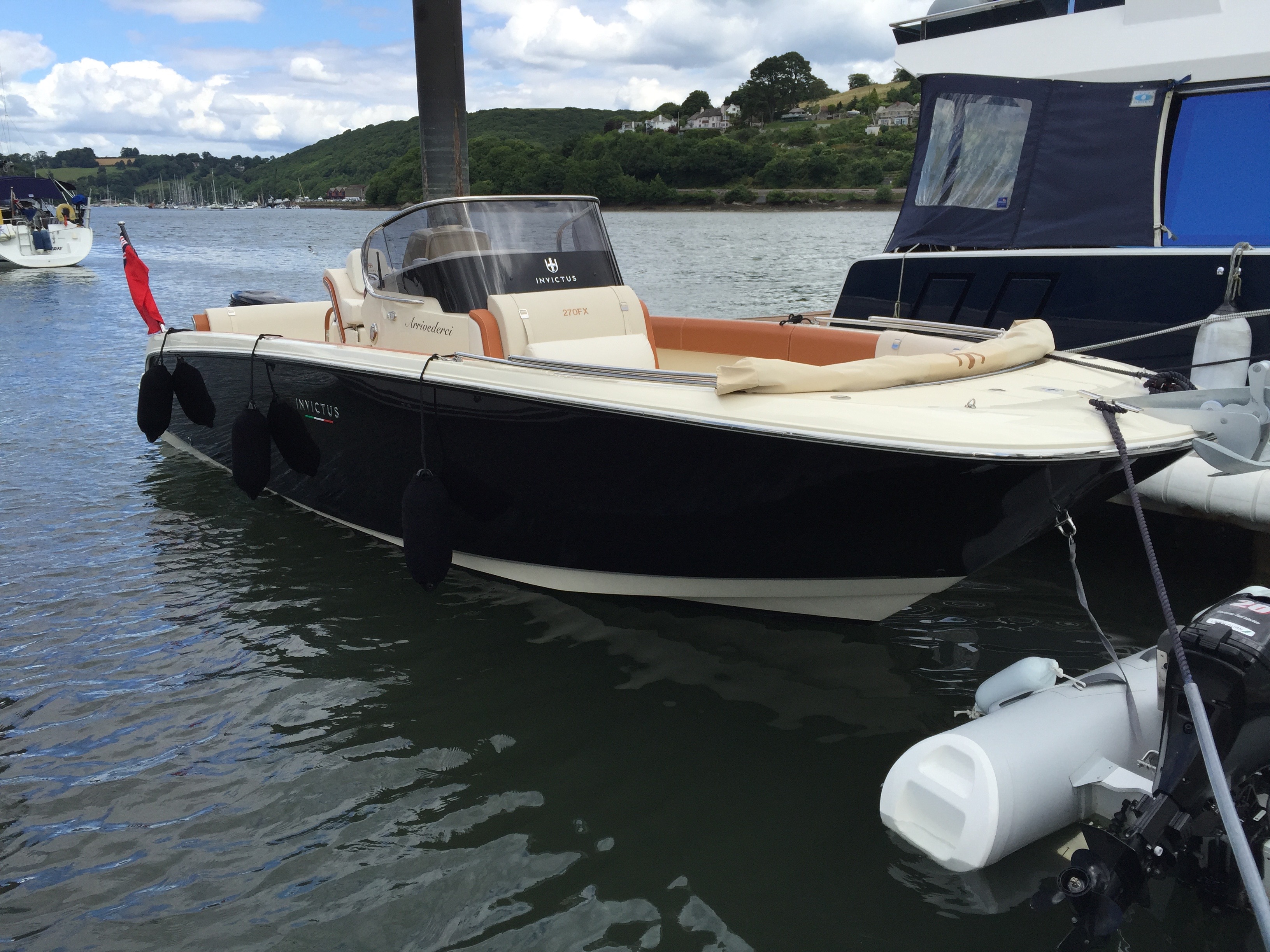 Invictus 270FX on her berth at Dart Marina